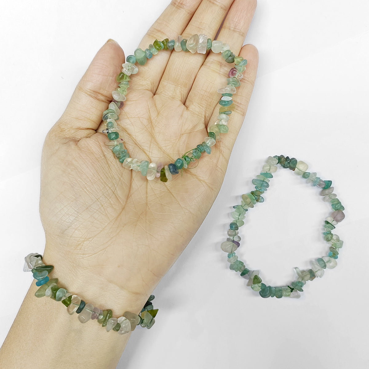 Multi Flourite Chips Bracelet