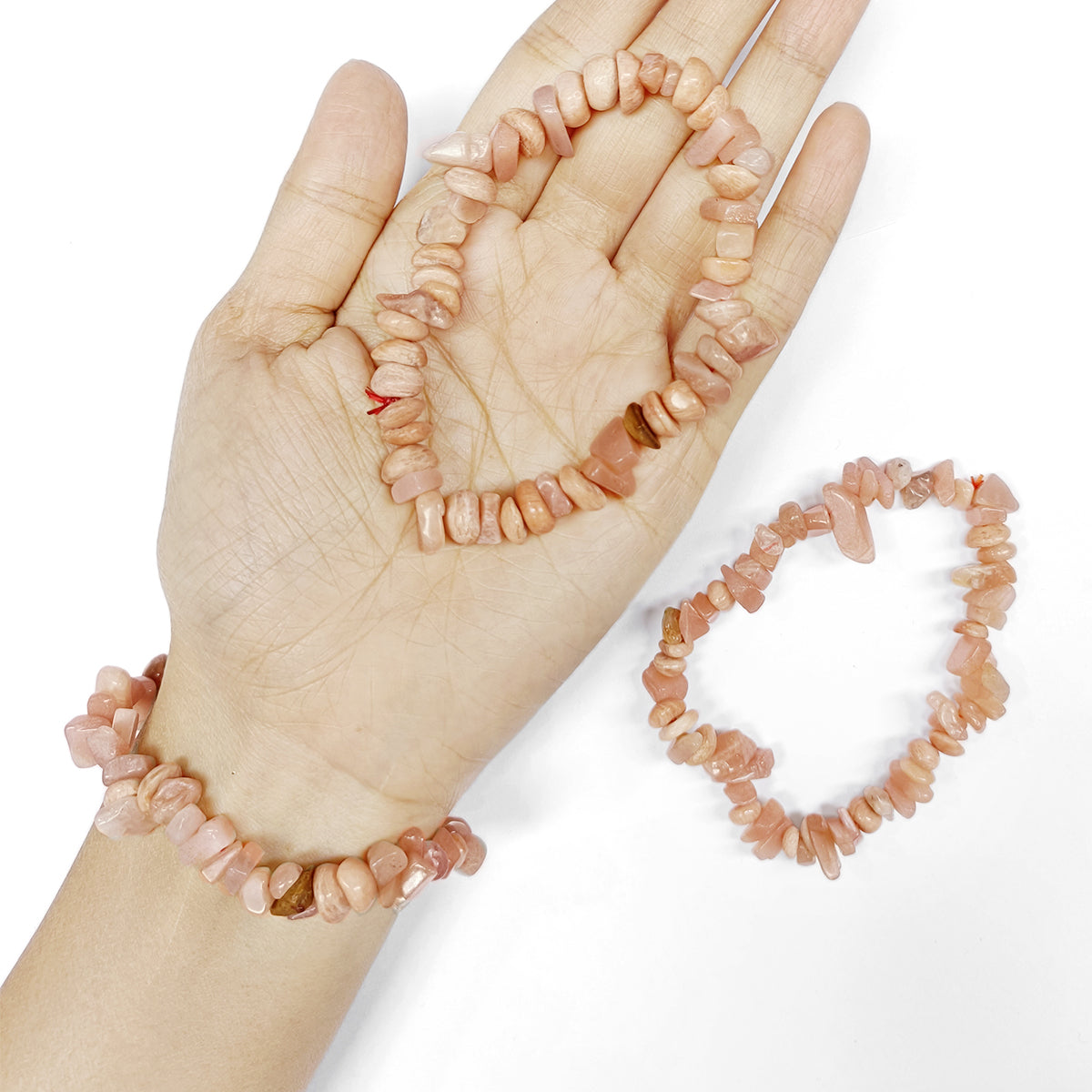 Peach Moonstone Chips Bracelet