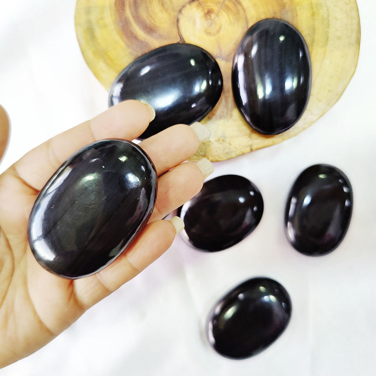 Black Obsidian Palm Stone