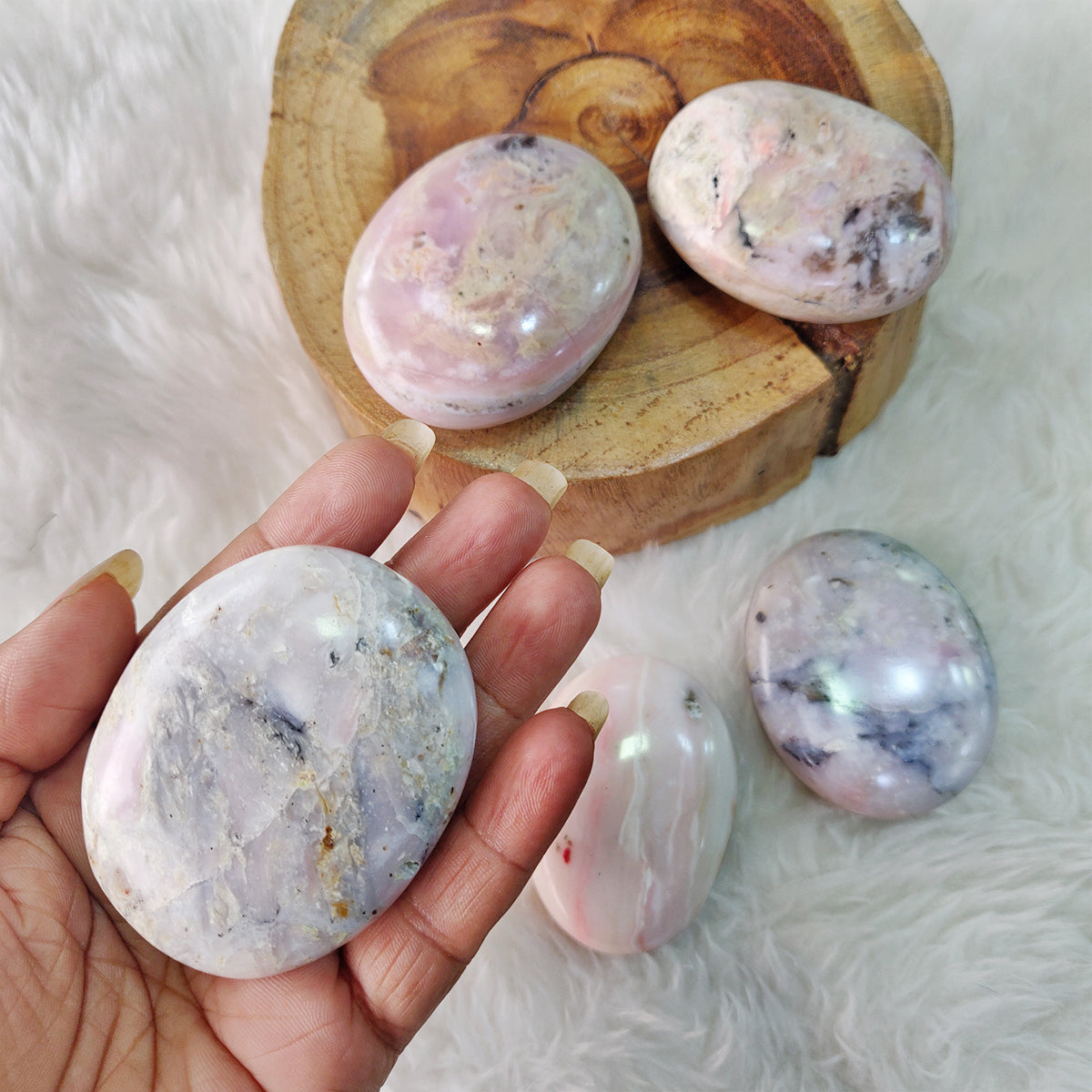 Pink Opal Palm Stone