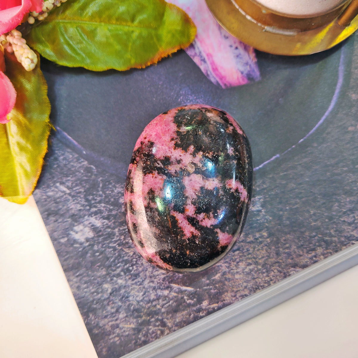 Rhodonite Palm Stone