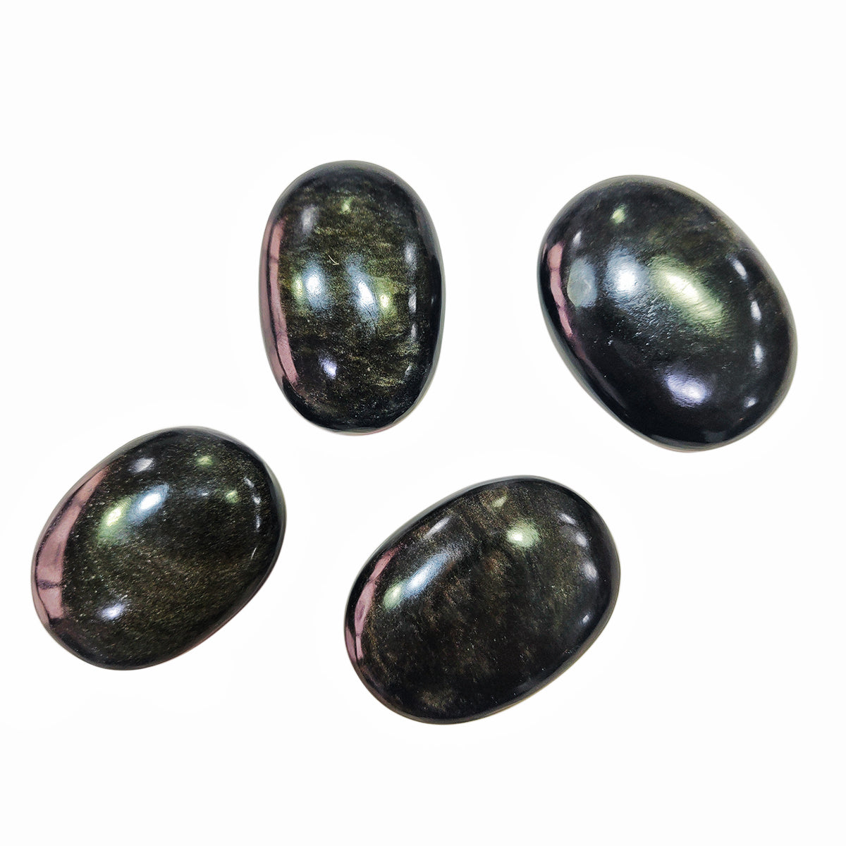 Golden Sheen Obsidian Palm Stone