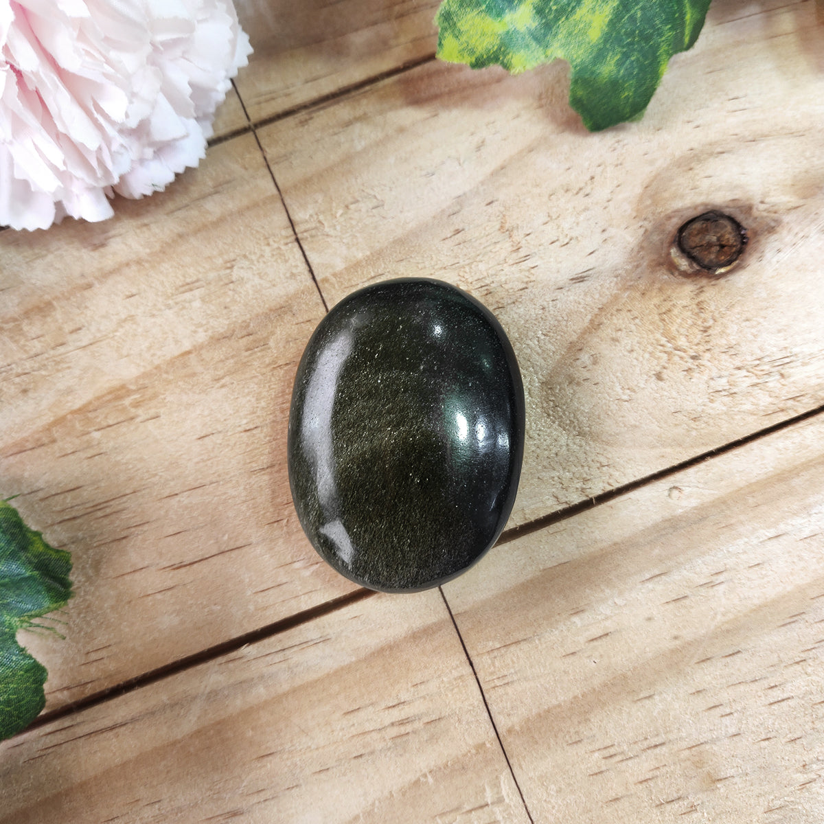 Golden Sheen Obsidian Palm Stone