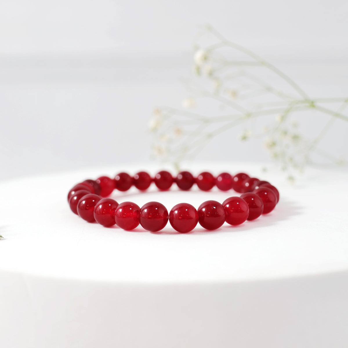 Ruby Onyx Round Beads 8MM Bracelet