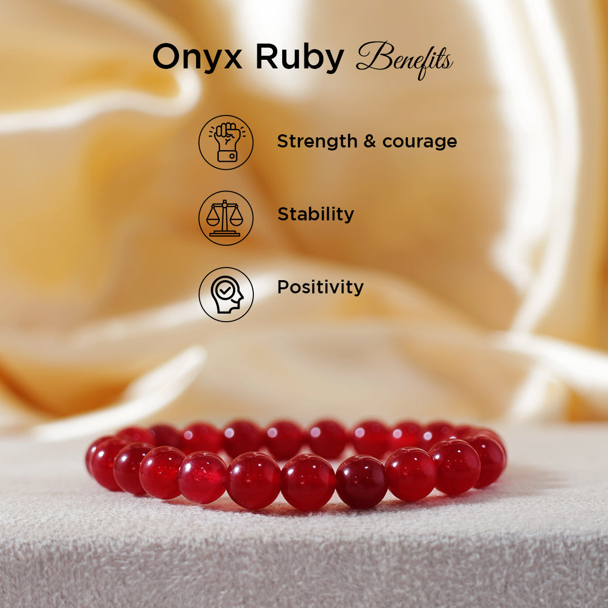 Ruby Onyx Round Beads 8MM Bracelet