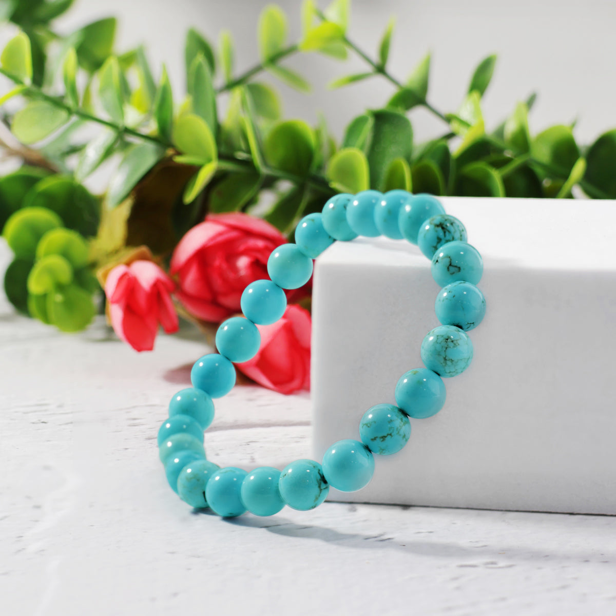 Firoza Turquoise Round Beads Bracelet