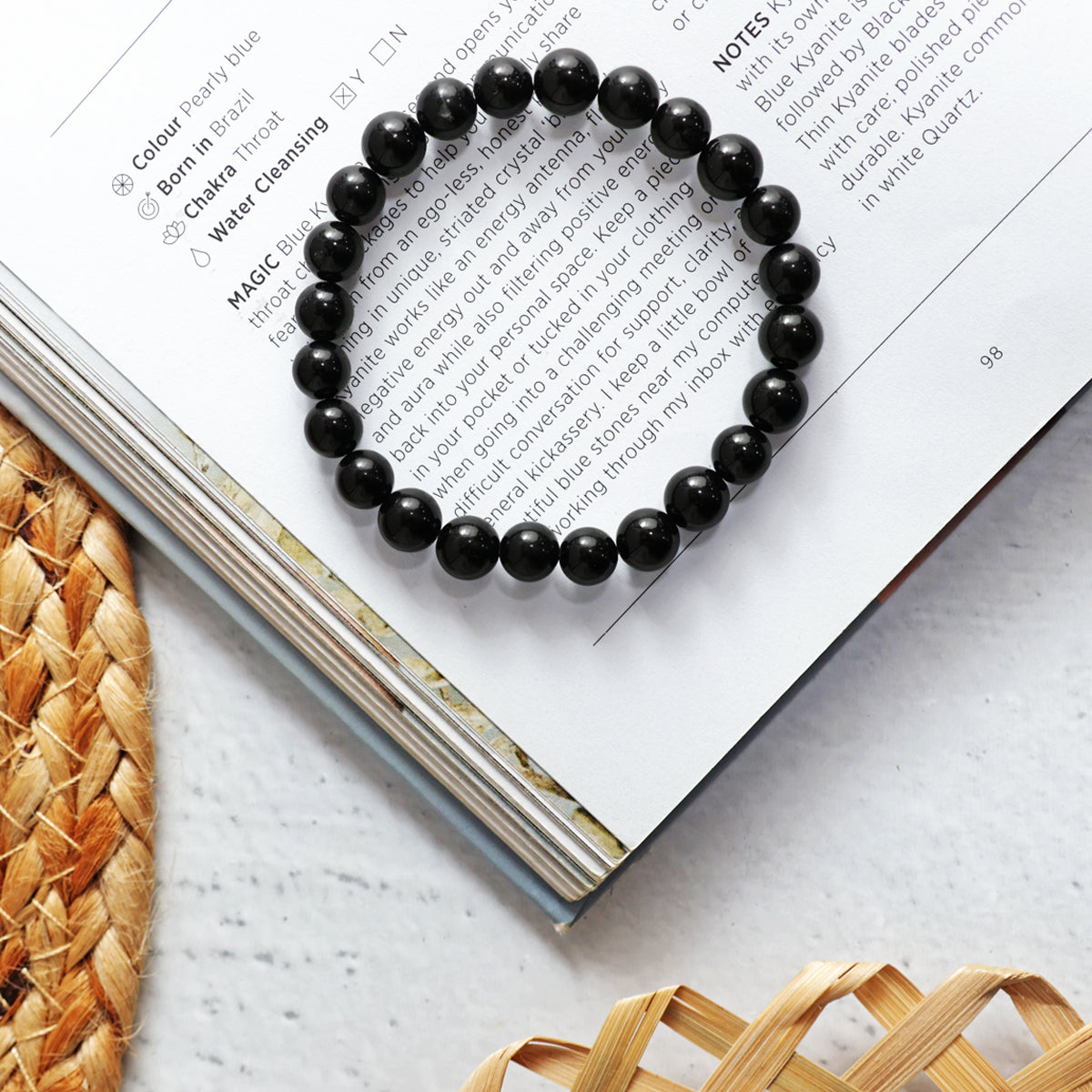 Black Tourmaline Round Beads 8MM Bracelet