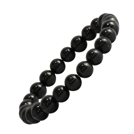 Black Tourmaline Round Beads 8MM Bracelet