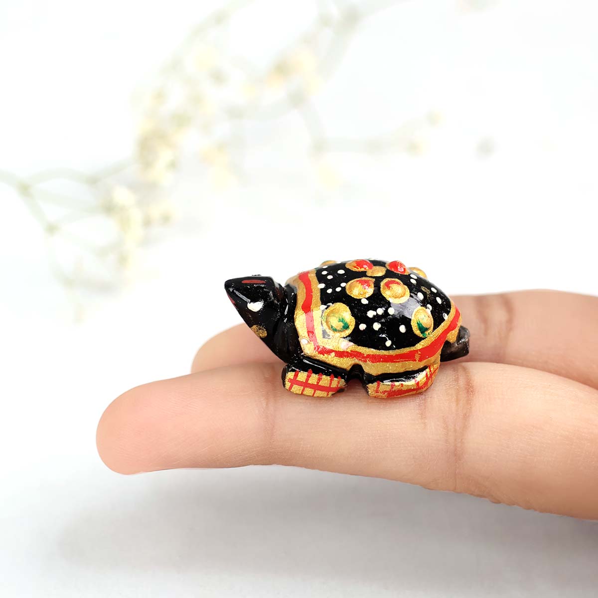 Black Tourmaline Mini Tortoise (Painted)