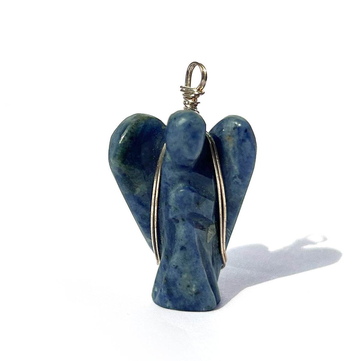 Sodalite Wire-Wrapped Angel Pendant