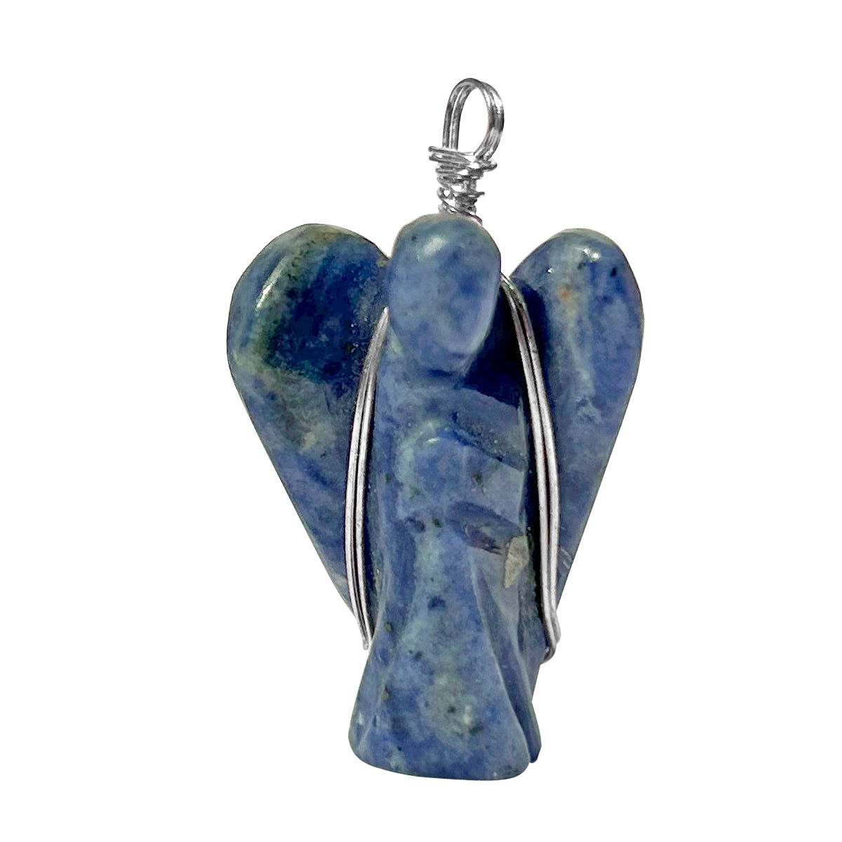 Sodalite Wire-Wrapped Angel Pendant