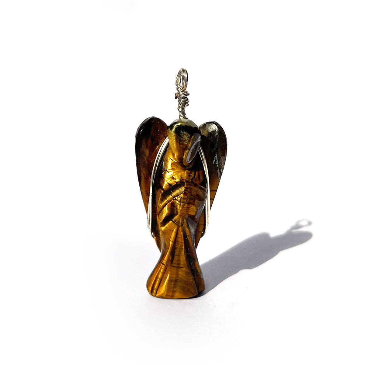 Tiger Eye Wire-Wrapped Angel Pendant