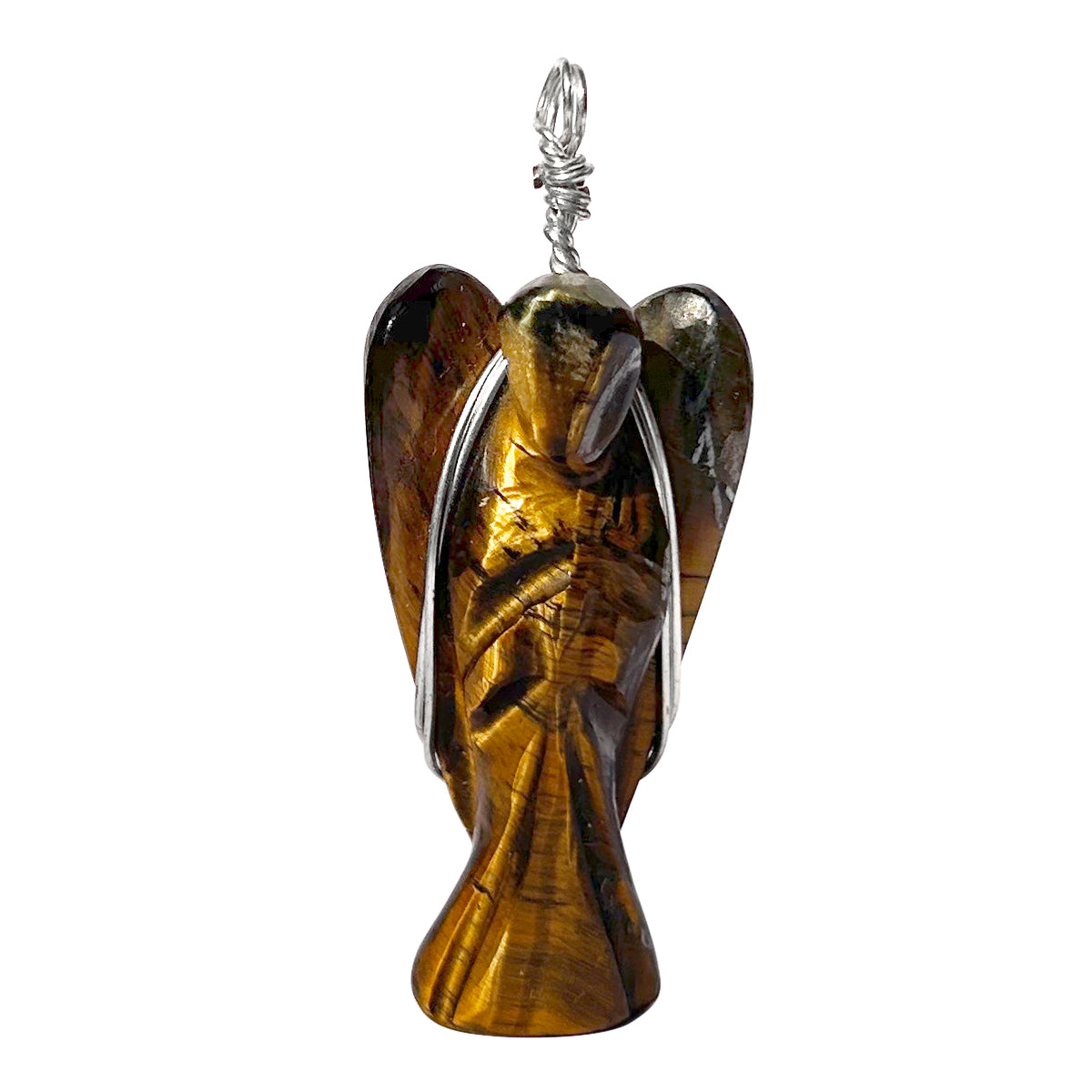 Tiger Eye Wire-Wrapped Angel Pendant