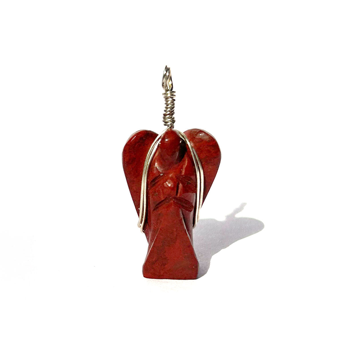 Red Jasper Wire-Wrapped Angel Pendant