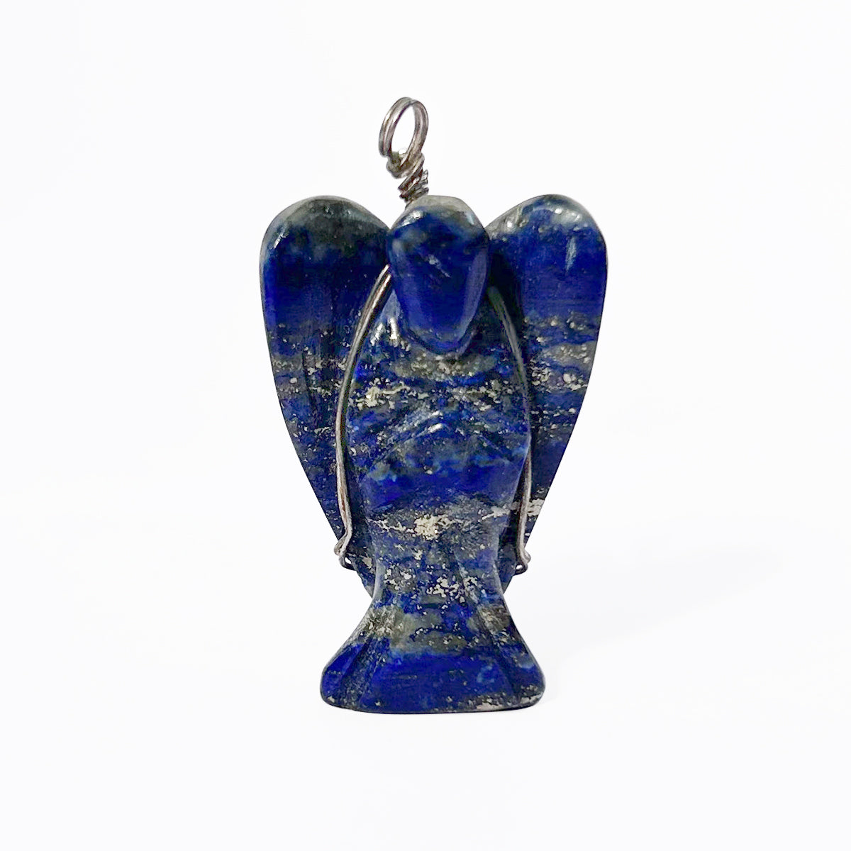 Lapis Lazuli Wire-Wrapped Angel Pendant