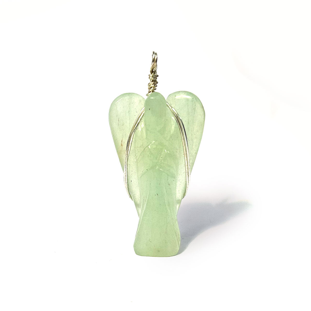 Green Aventurine Wire-Wrapped Angel Pendant