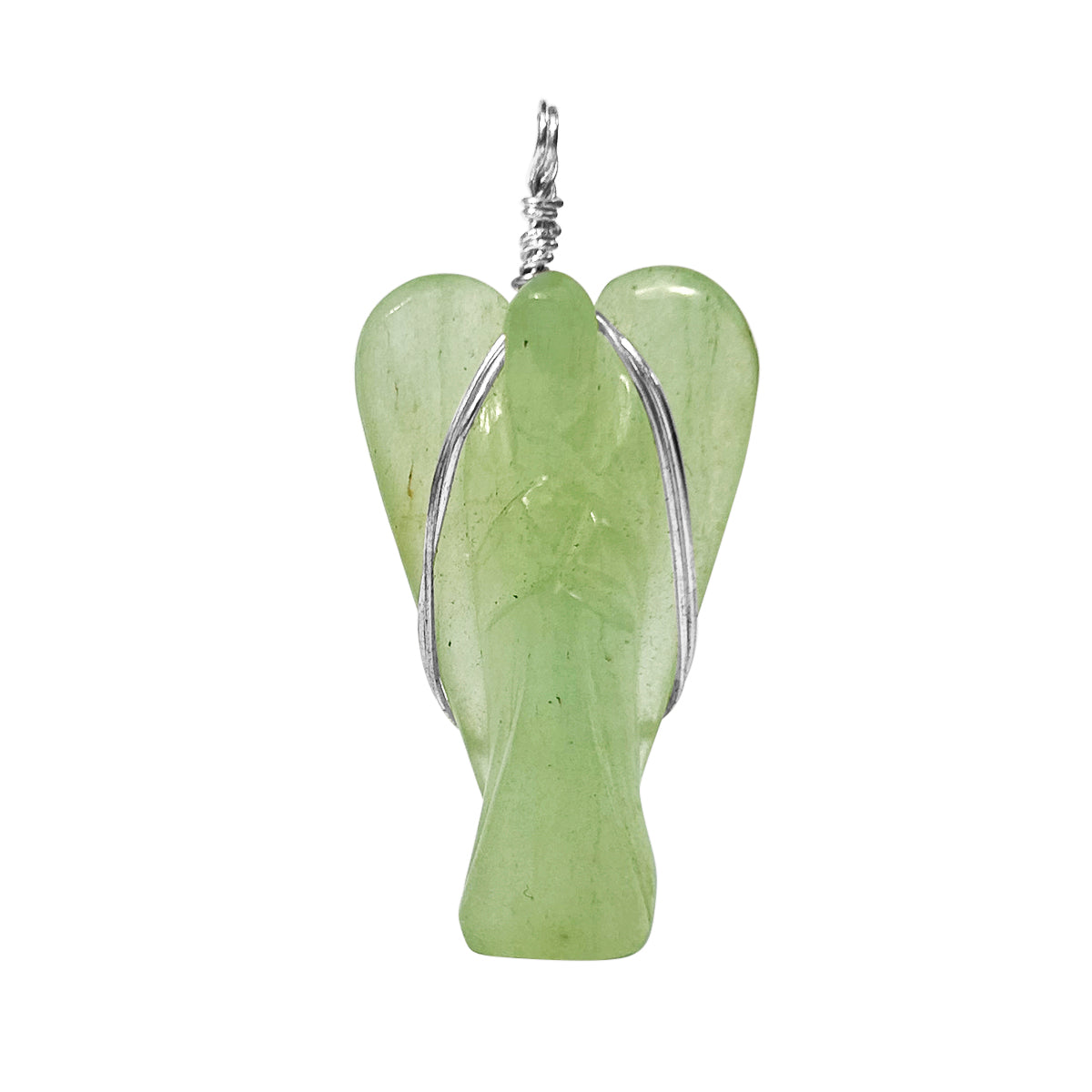 Green Aventurine Wire-Wrapped Angel Pendant