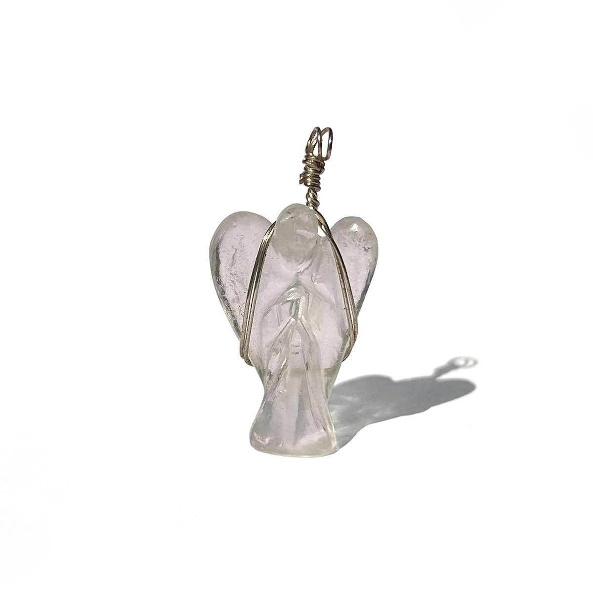 Clear Quartz Wire-Wrapped Angel Pendant