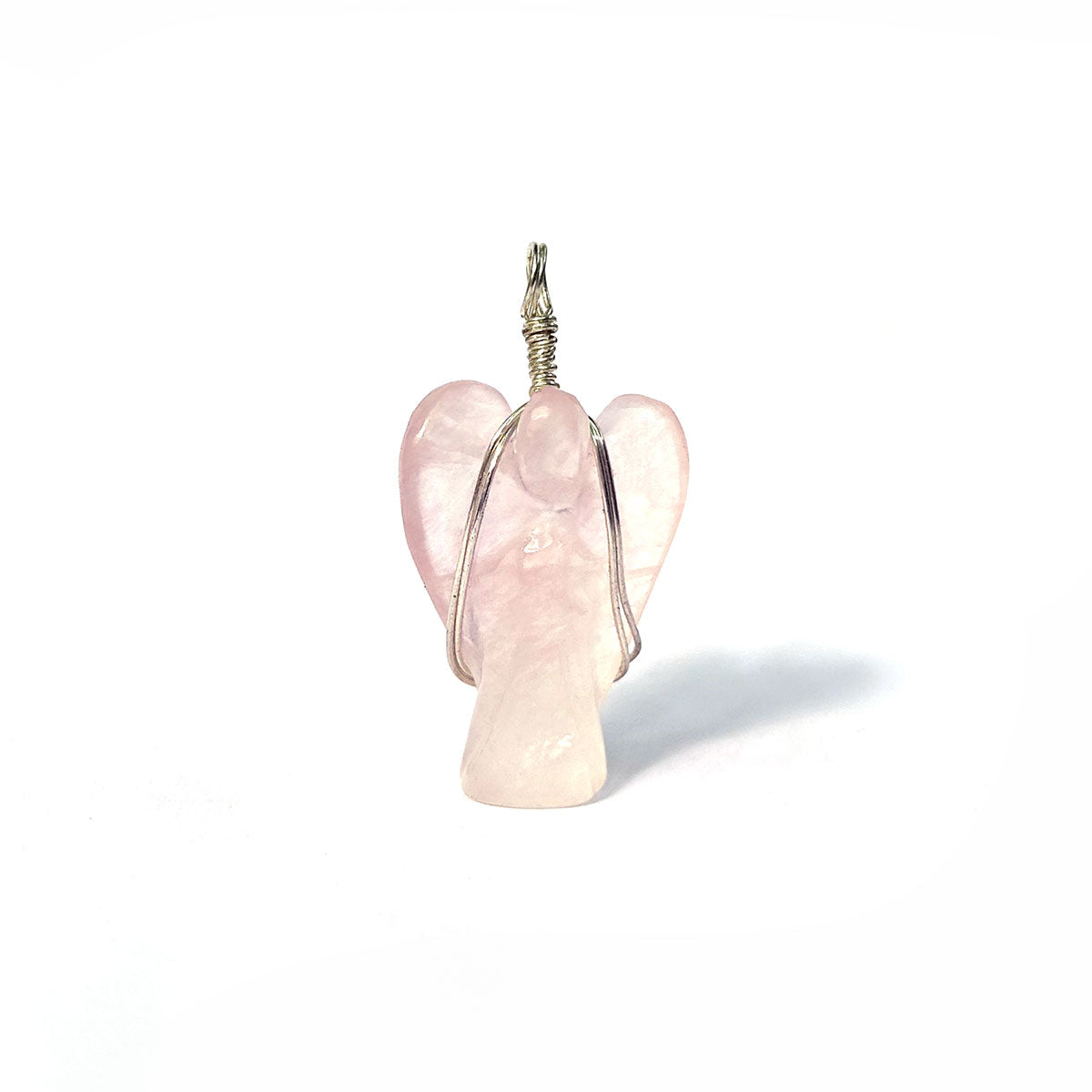 Rose Quartz Wire-Wrapped Angel Pendant