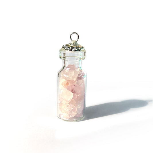 Rose Quartz Chips Bottle Pendant