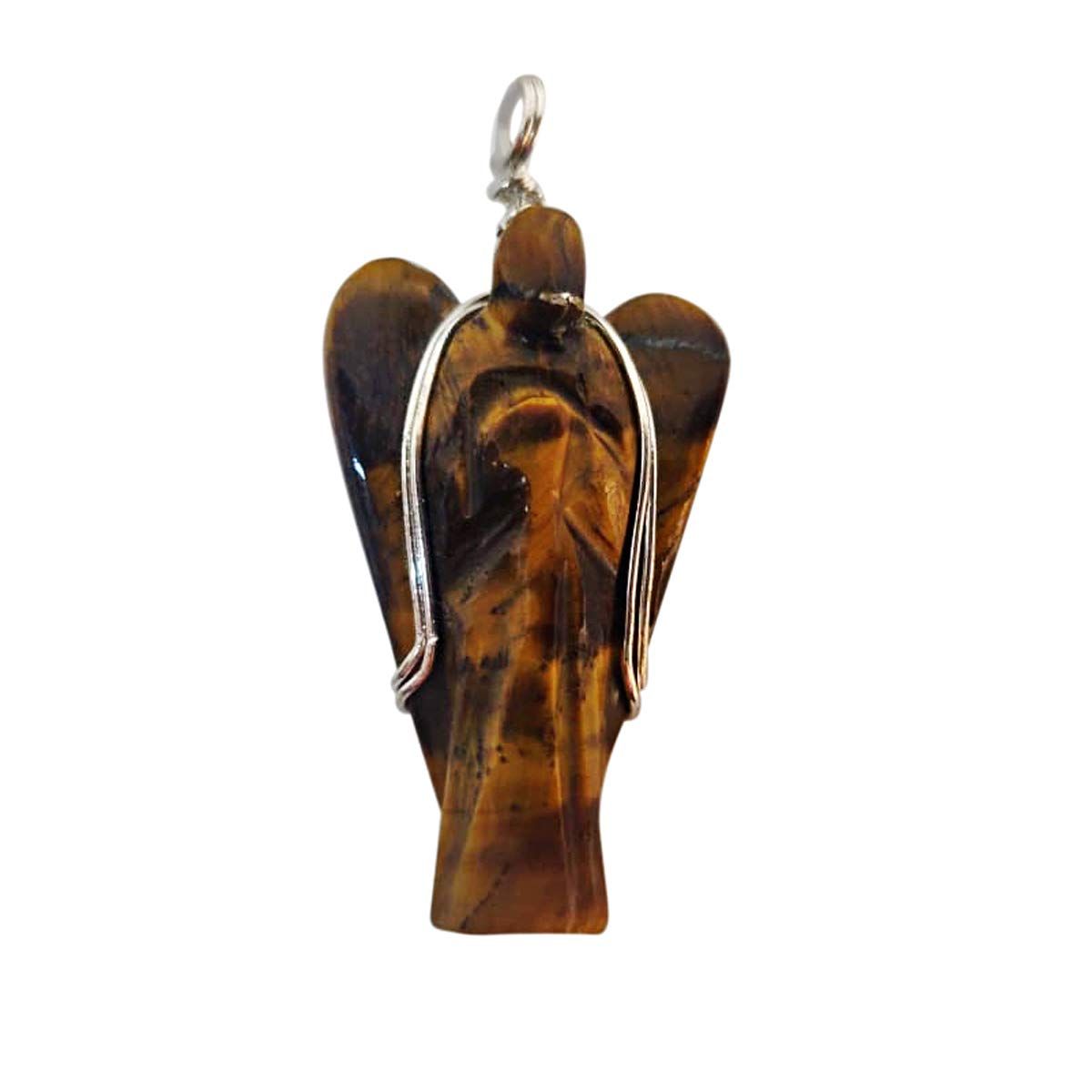 Tiger Eye Wire-Wrapped Angel Pendant