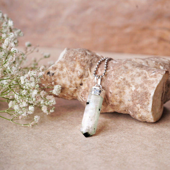 Rainbow Moonstone Pencil Pendant