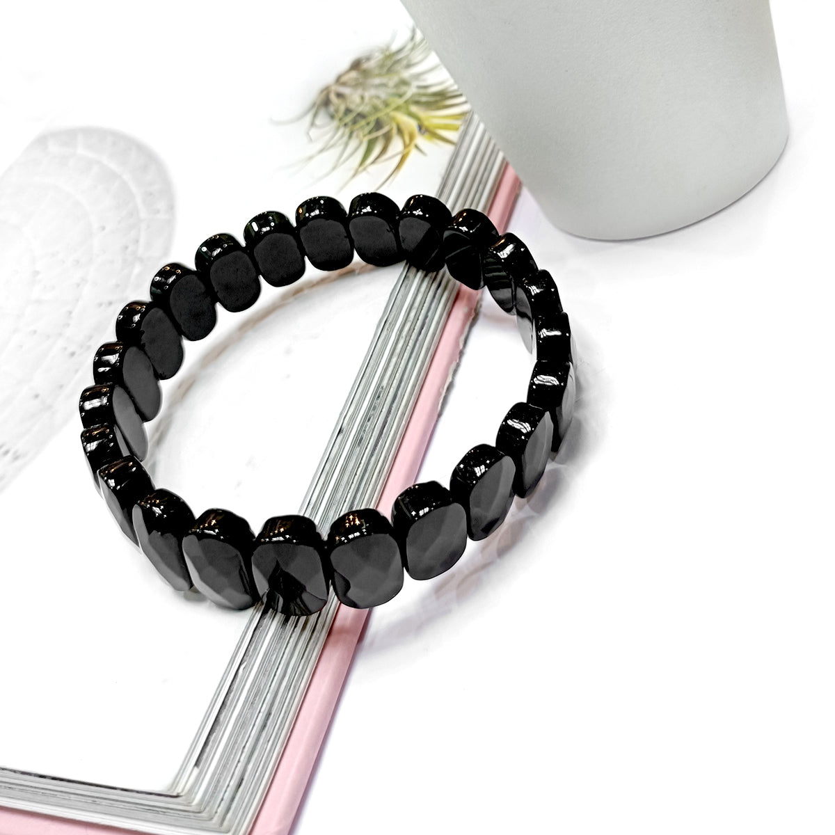 Black Obsidian Oval Faceted Bracelet