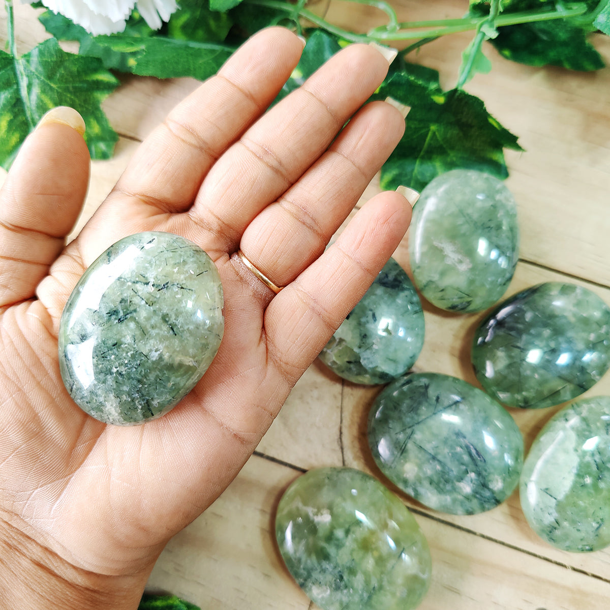 Prehnite Palm Stone