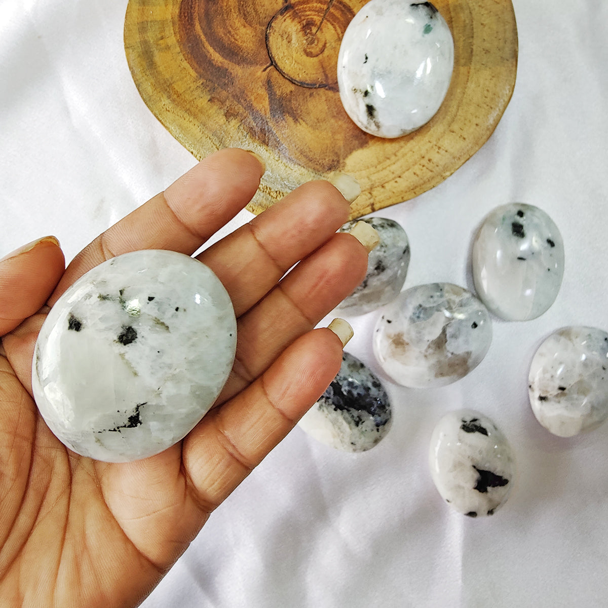 Rainbow Moonstone Palm Stone