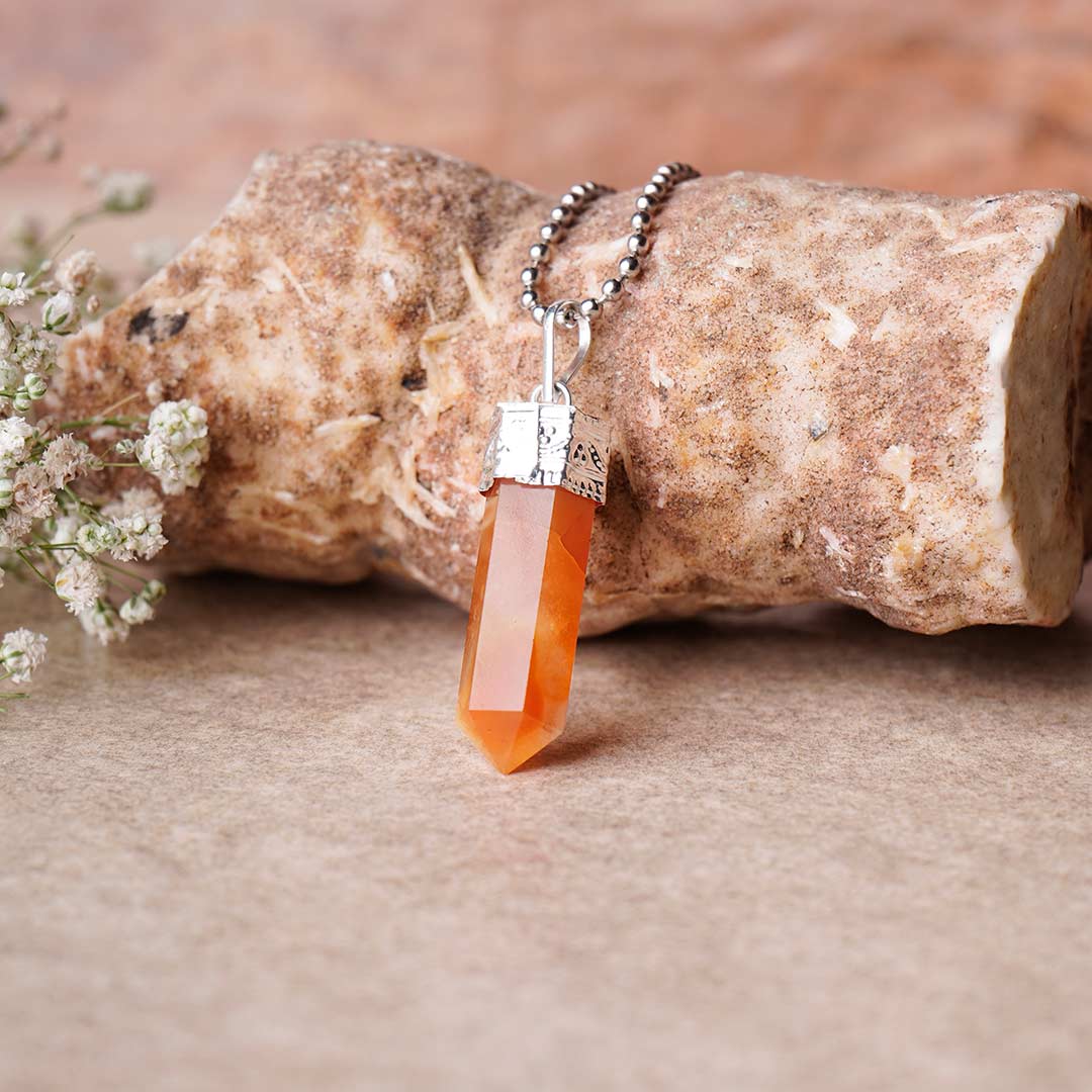 Red Carnelian Crystal Pencil Pendant