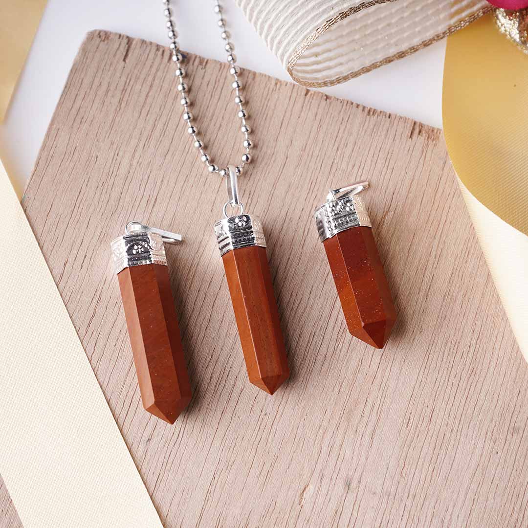 Red Jasper Crystal Pencil Pendant