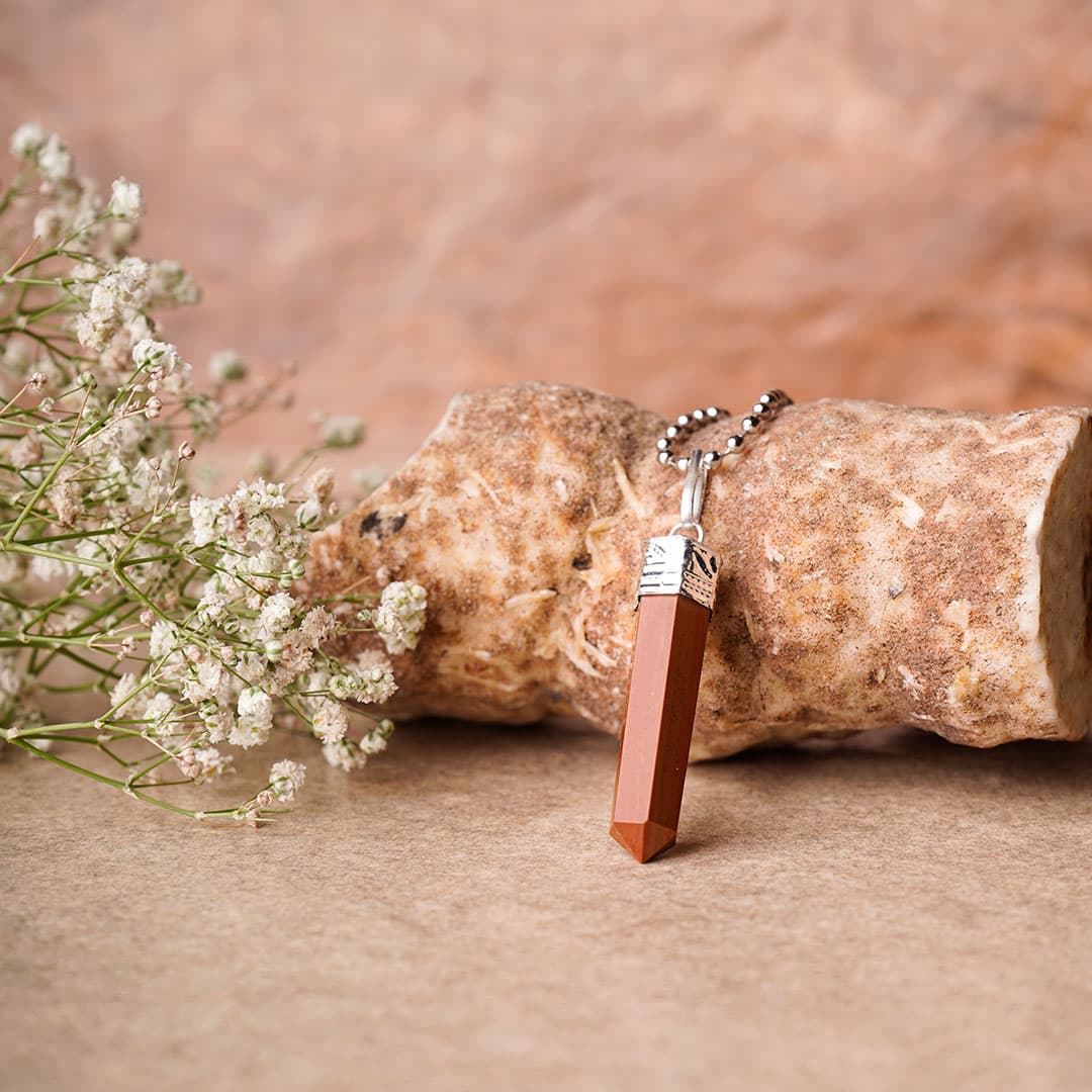 Red Jasper Crystal Pencil Pendant