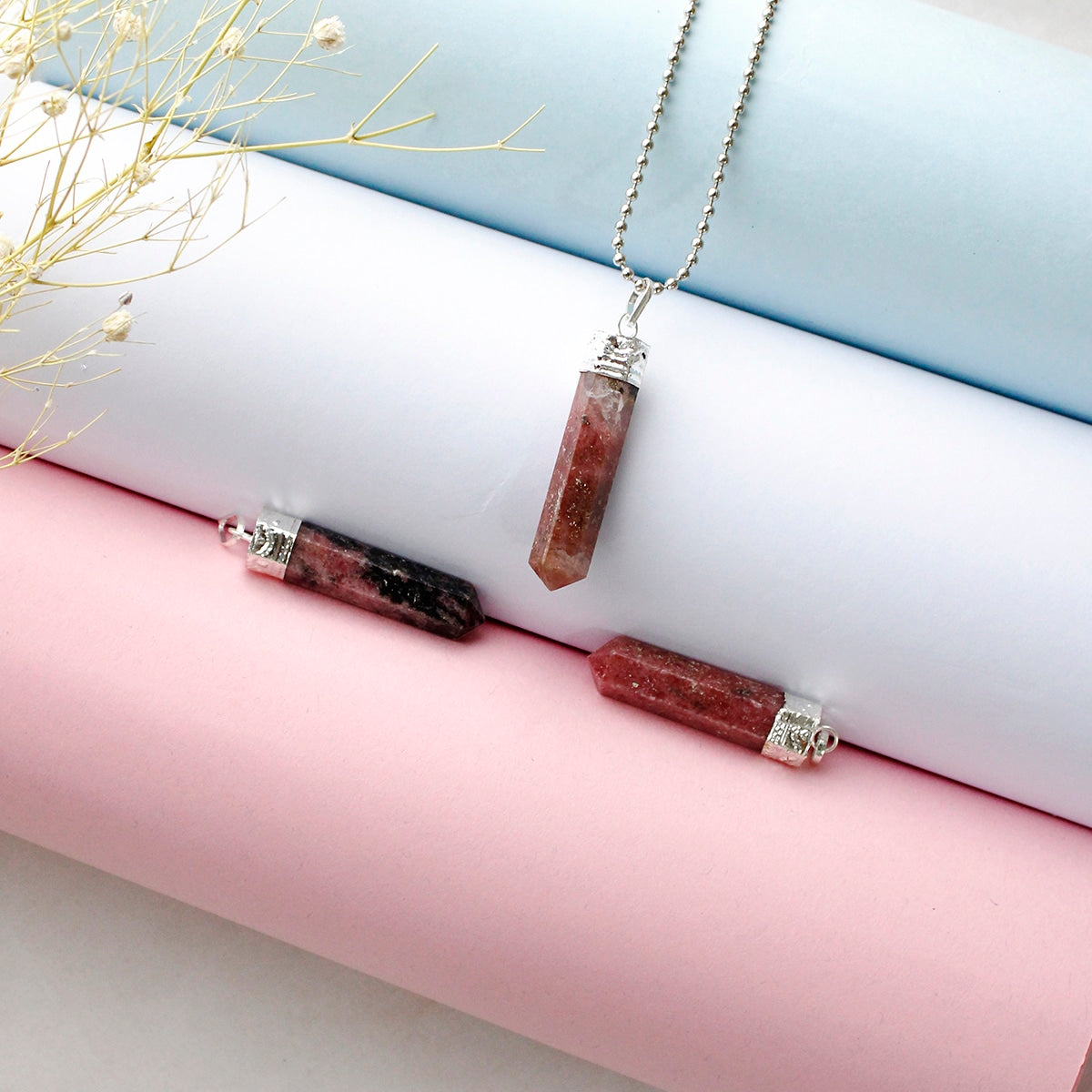 Rhodonite Pencil Pendant