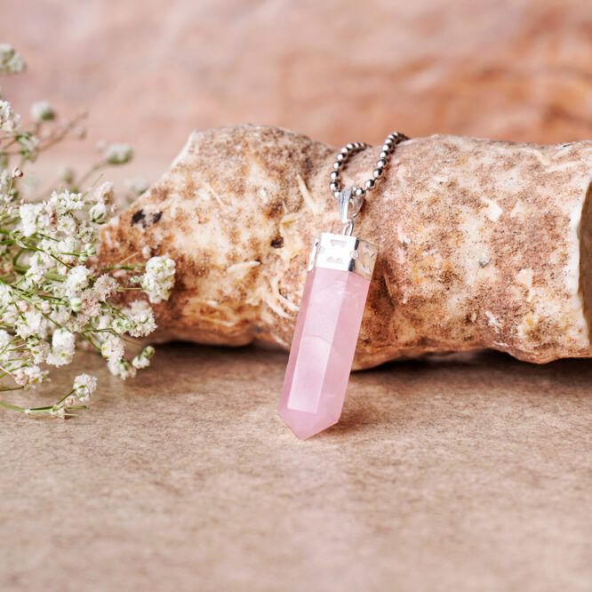 Rose Quartz Pencil Pendant