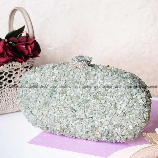 Green Jade Chips Stone Purse