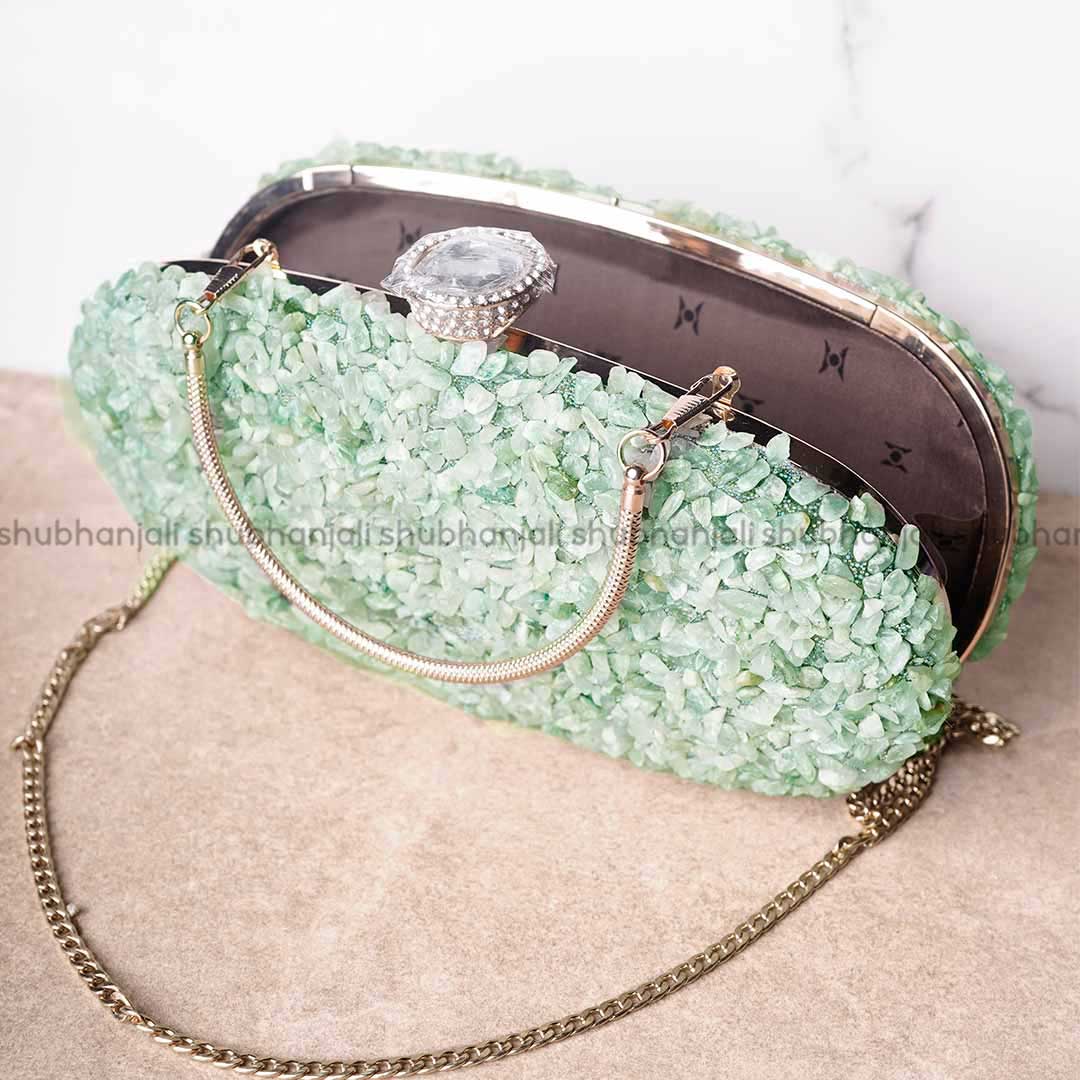 Green Jade Chips Stone Purse