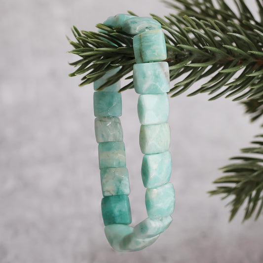 Amazonite Square Cut Beads Bracelet