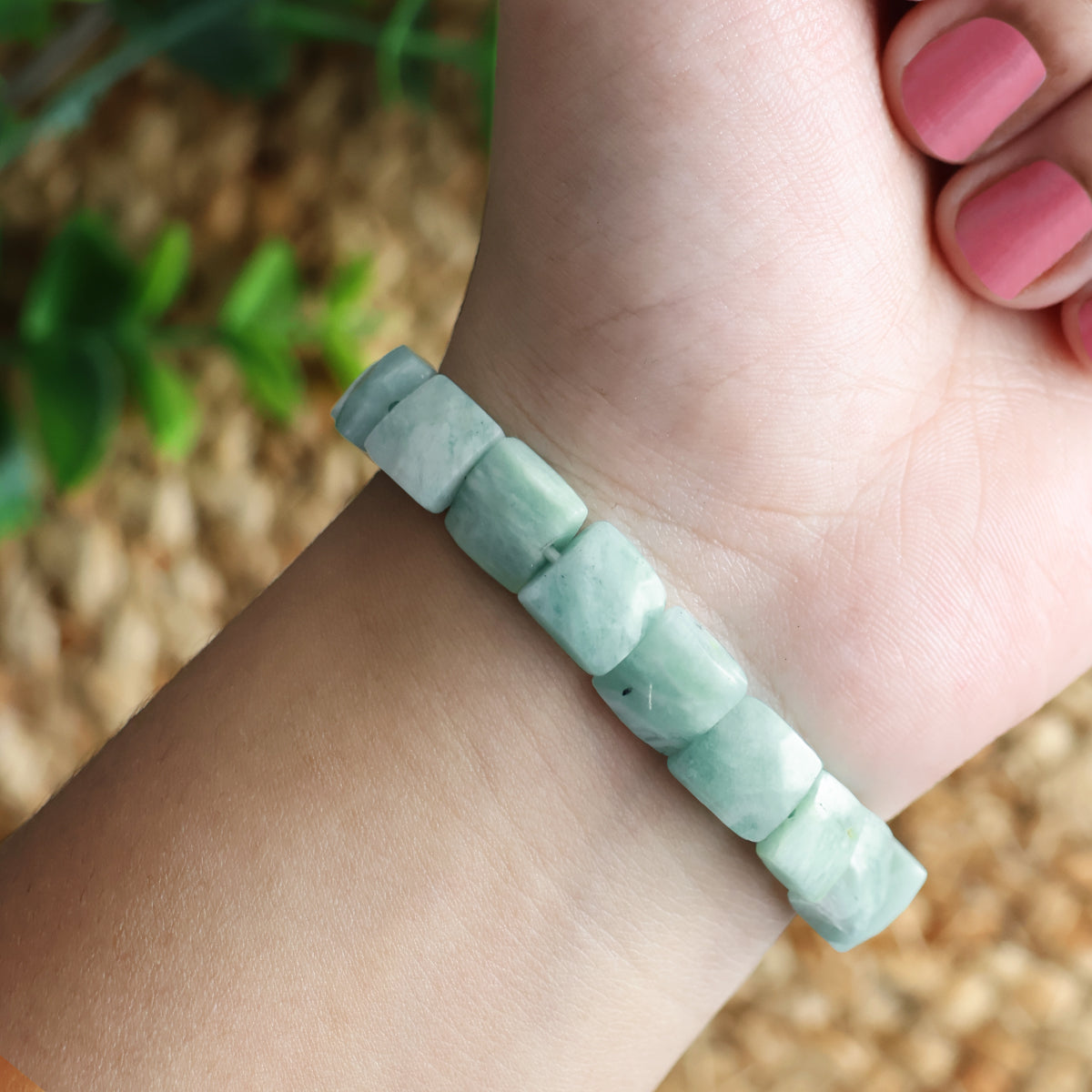 Amazonite Square Cut Beads Bracelet