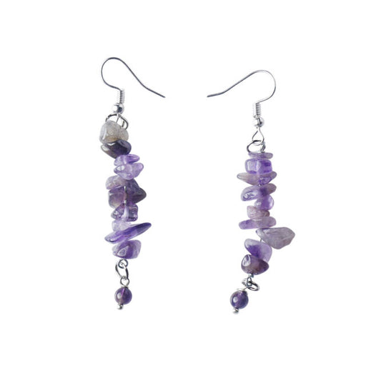 Amethyst Chips Hook Earrings