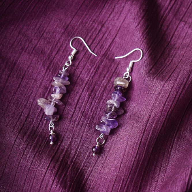 Amethyst Chips Hook Earrings