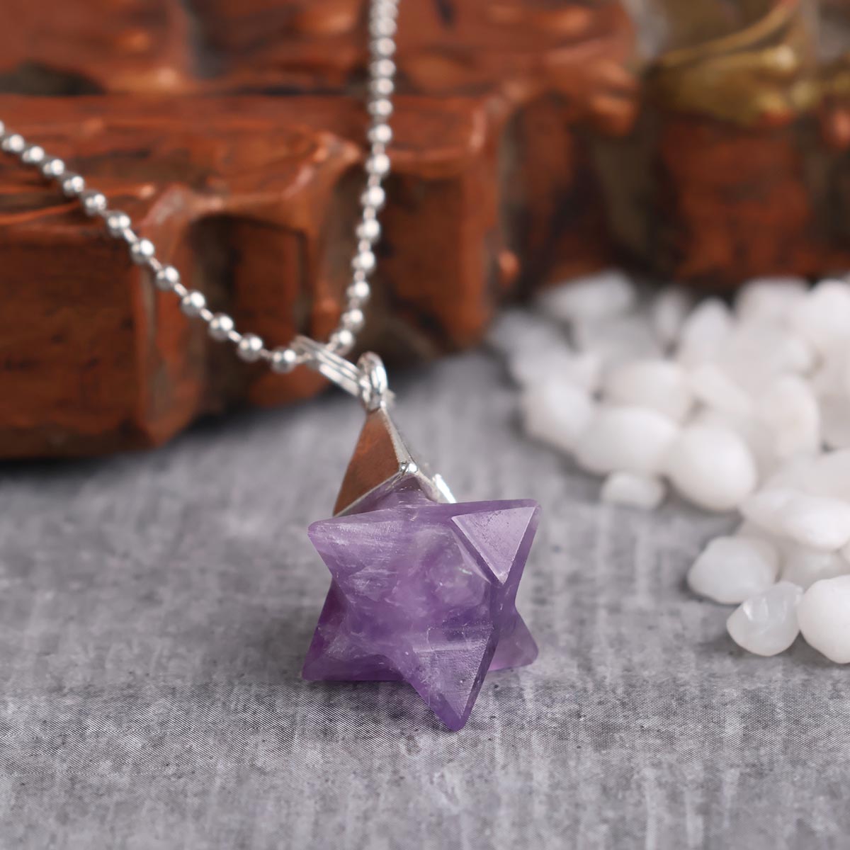 Amethyst Merkaba Shape Pendant