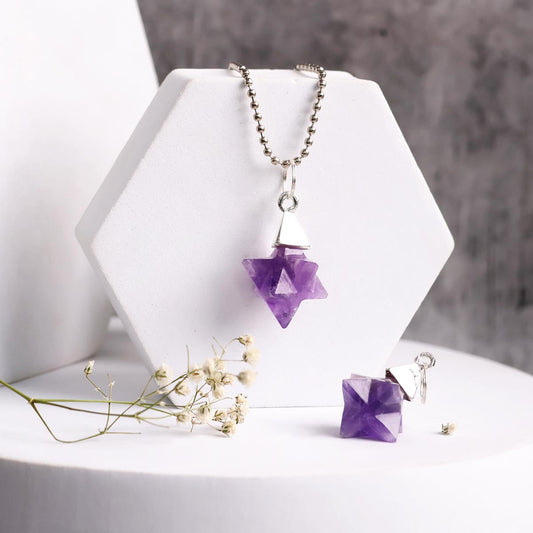 Amethyst Merkaba Shape Pendant