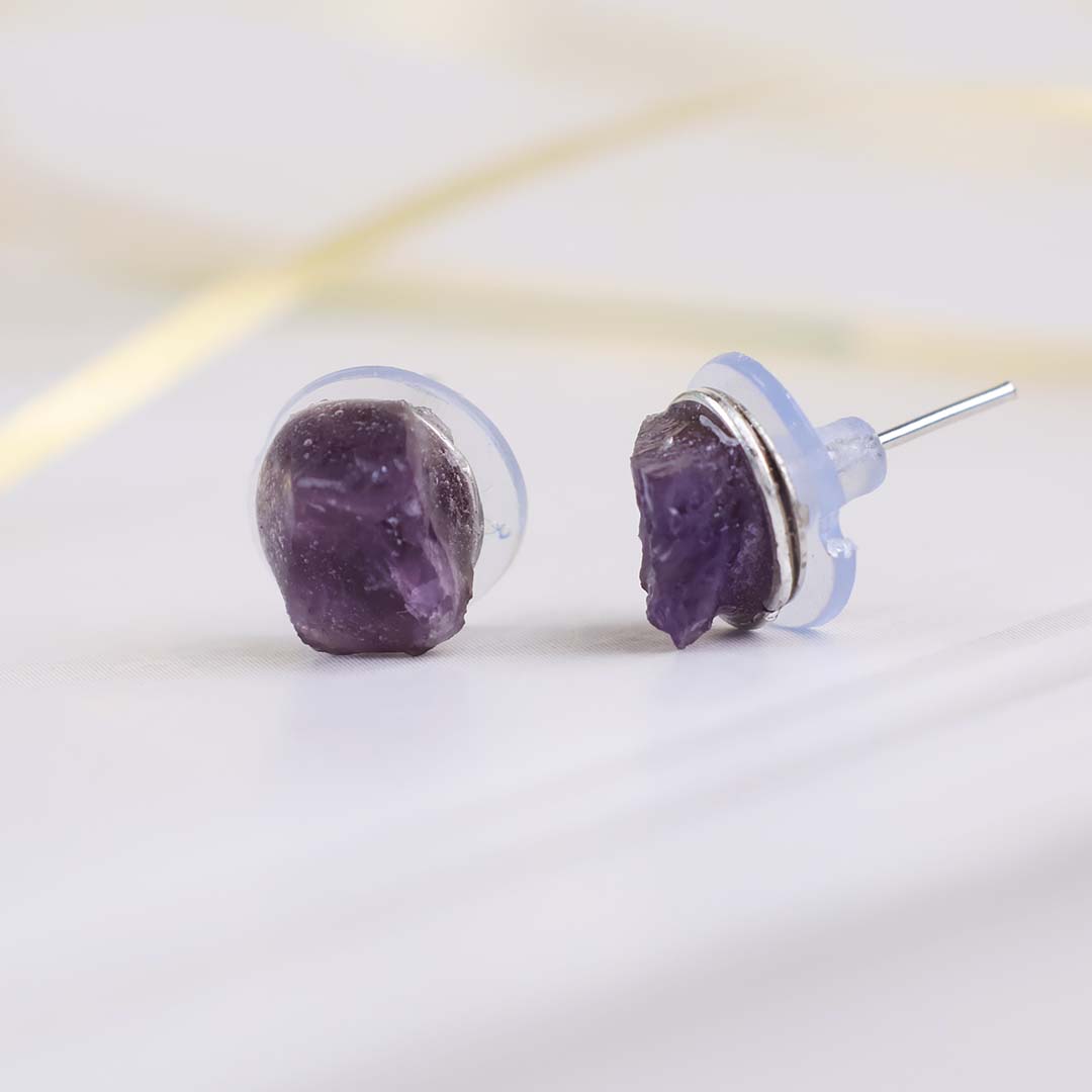 Amethyst Raw Stud Earrings