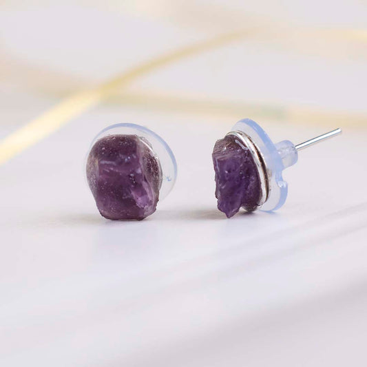 Amethyst Raw Stud Earrings