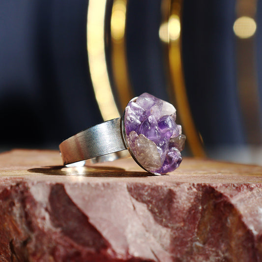 Amethyst Chips Stone Ring