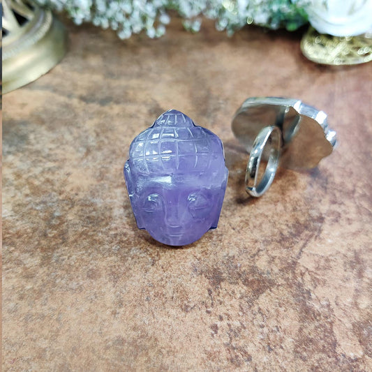 Amethyst Crystal Buddha Ring