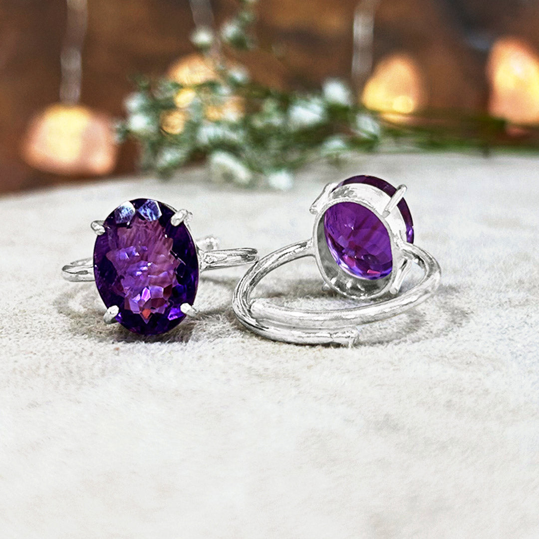 Amethyst Faceted Cut Ring