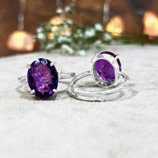 Amethyst Faceted Cut Ring