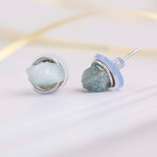 Aquamarine Raw Studs Earrings