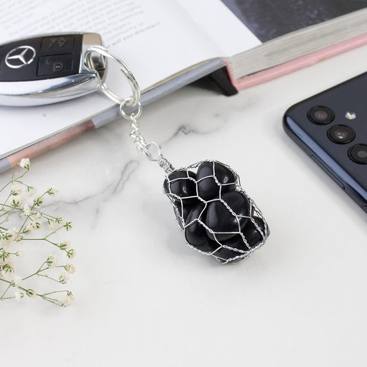 Black Agate Tumble Keychain